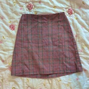 Brandy Melville Red and White Plaid Mini Skirt